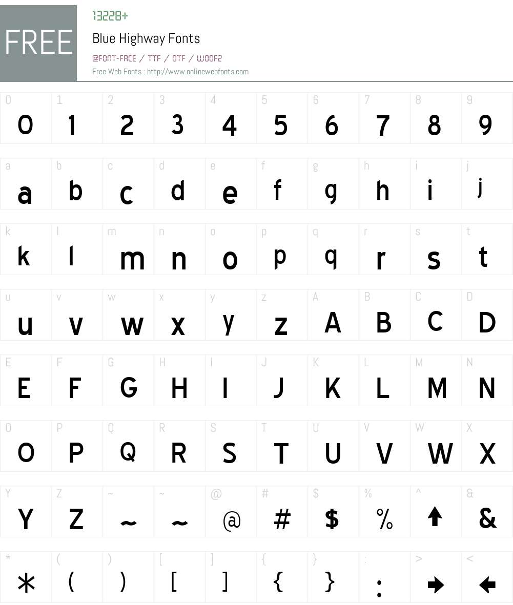 Blue Highway Font Screenshots