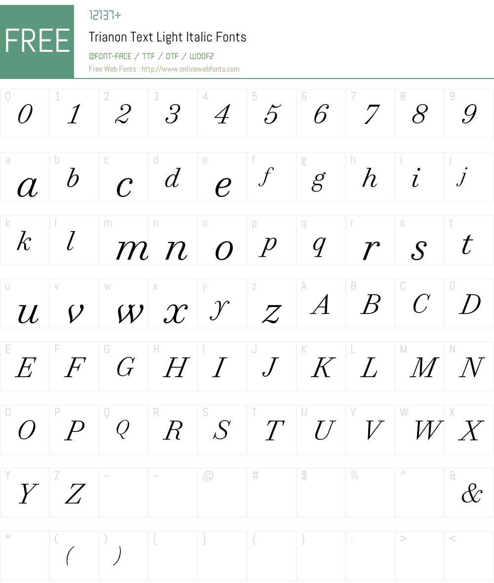 Trianon Text Light Font Screenshots