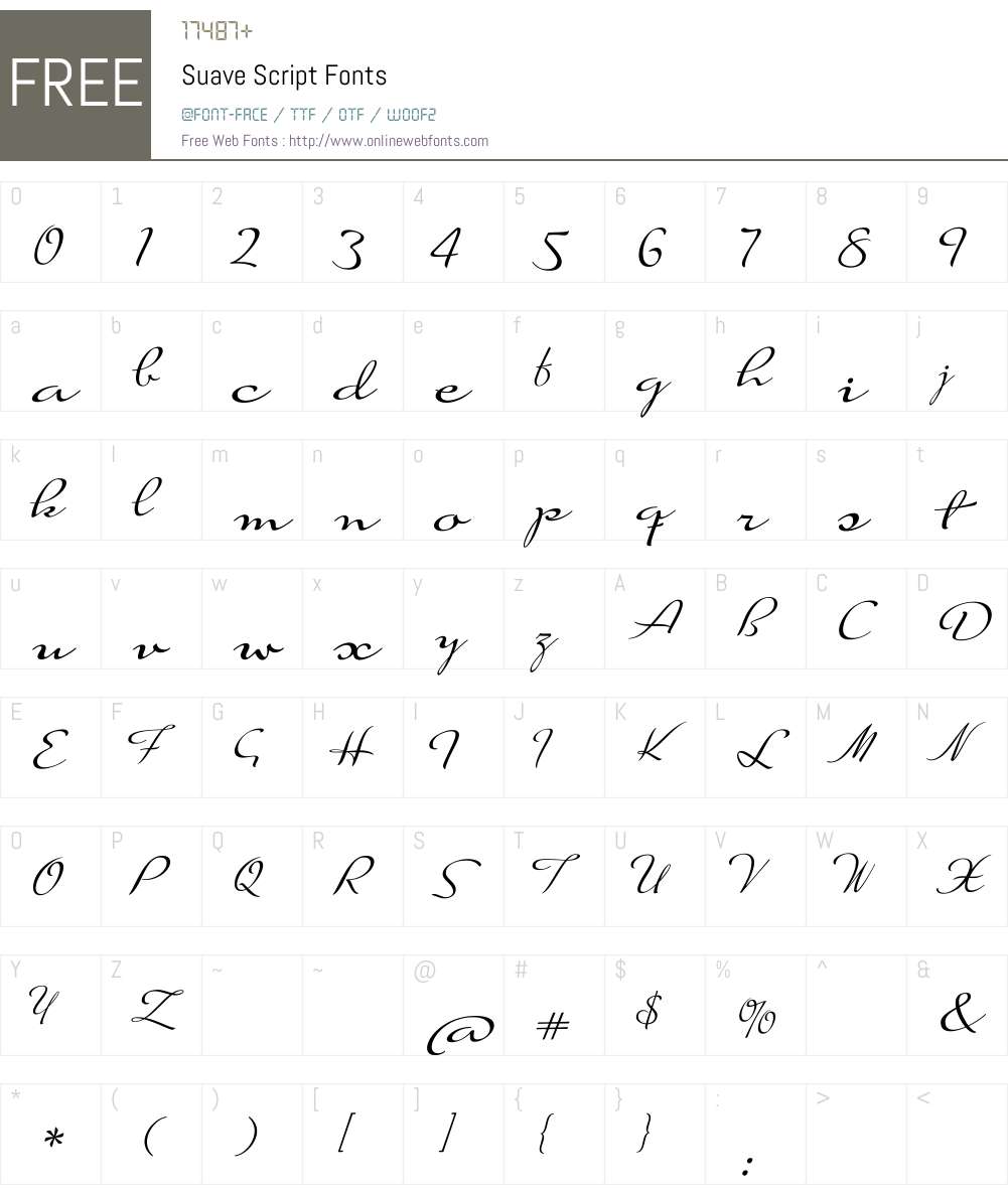Suave Script Font Screenshots
