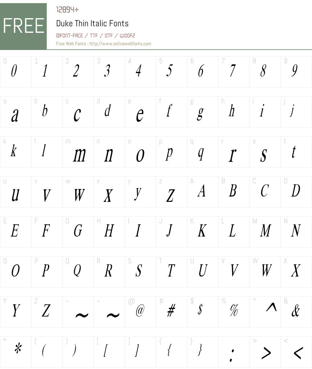 Duke Thin Font Screenshots