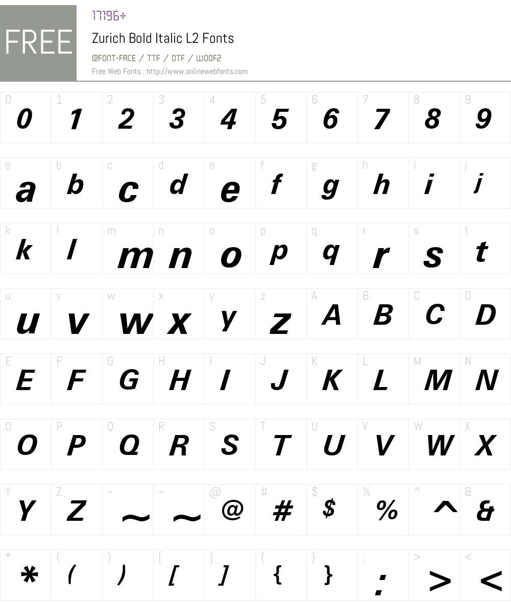 Zurich L2 Font Screenshots