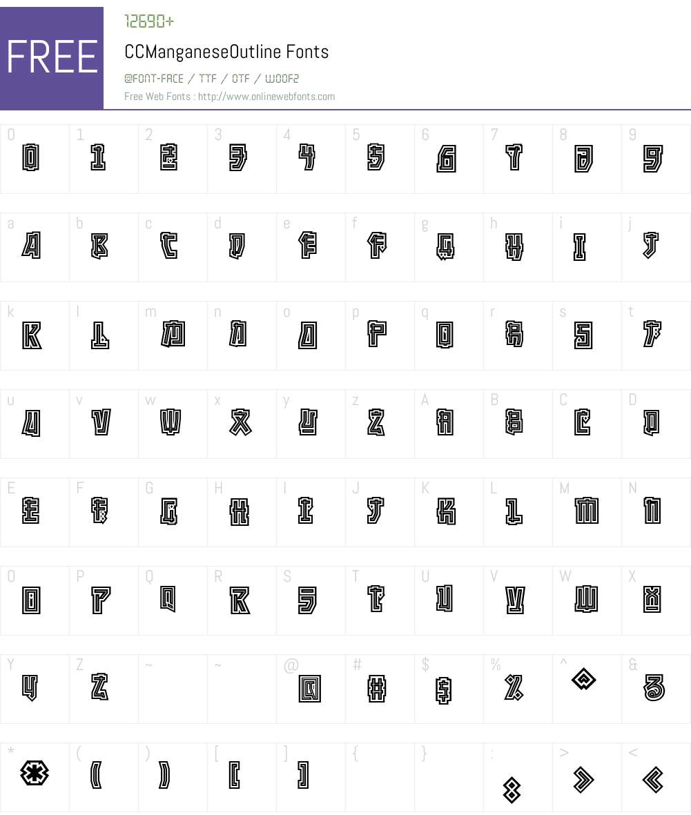 CCManganeseOutline Font Screenshots
