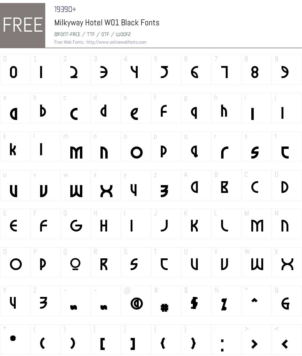 MilkywayHotelW01-Black Font Screenshots
