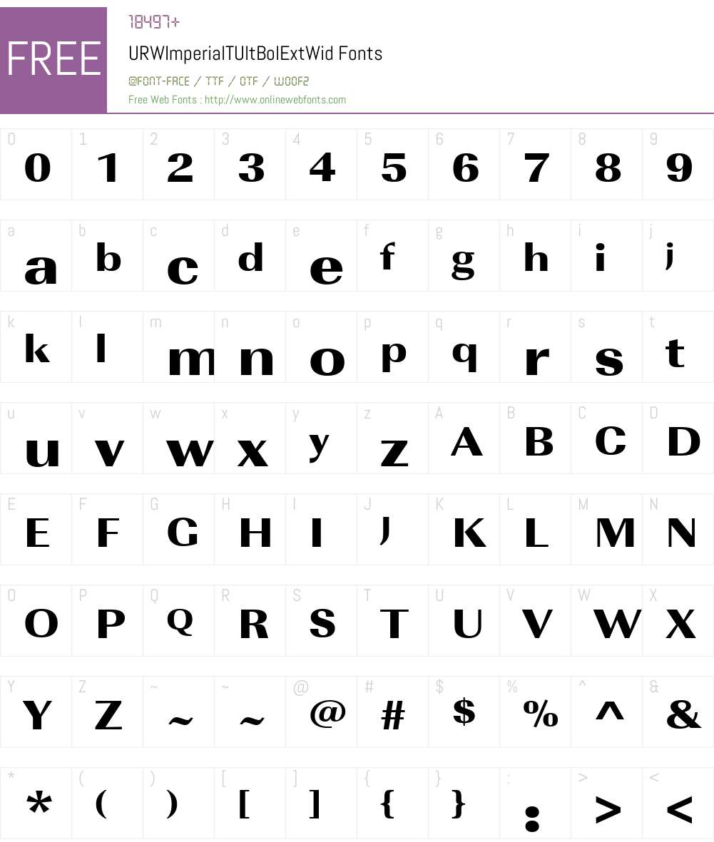 URWImperialTUltBolExtWid Font Screenshots