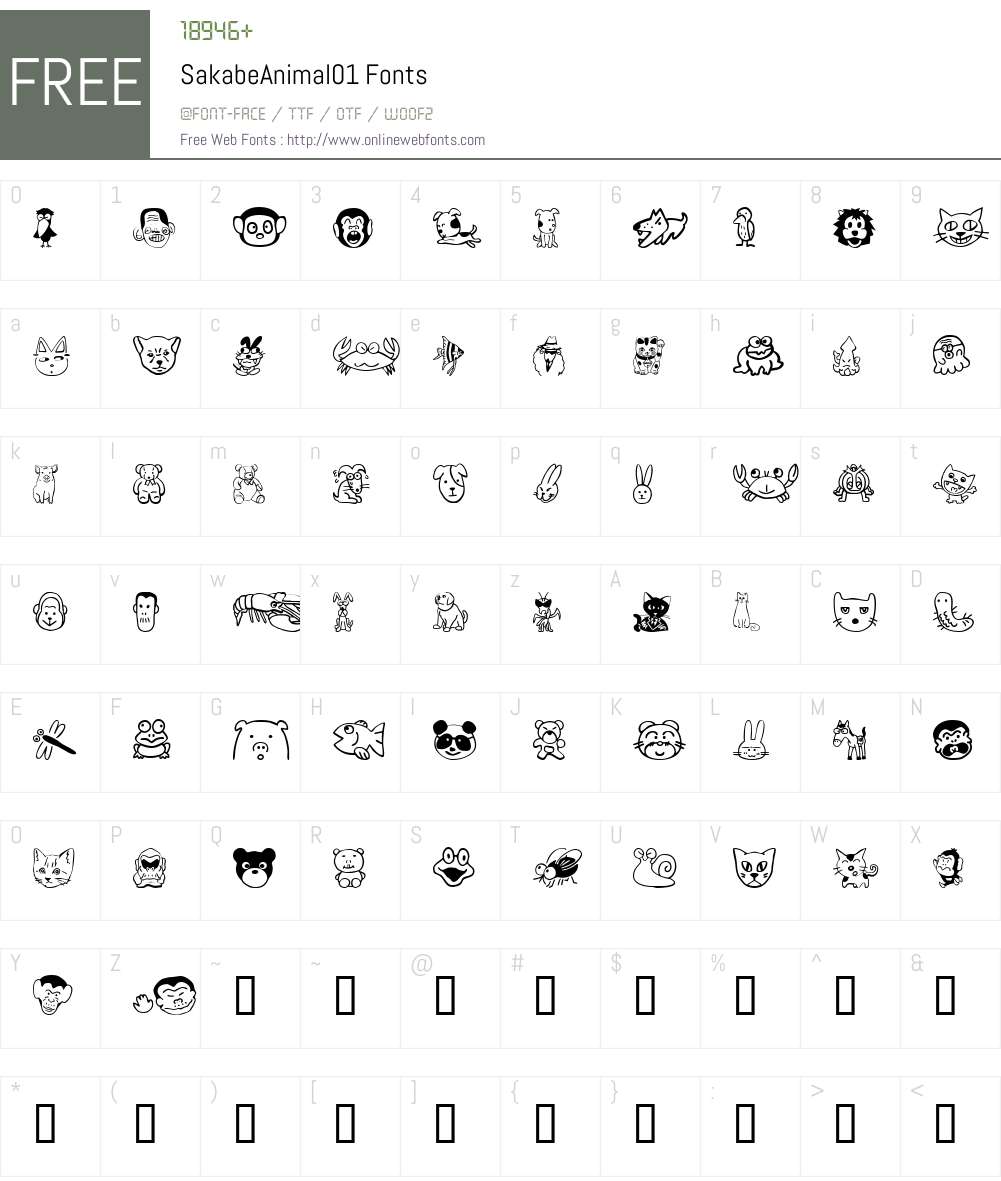 SakabeAnimal01 Font Screenshots