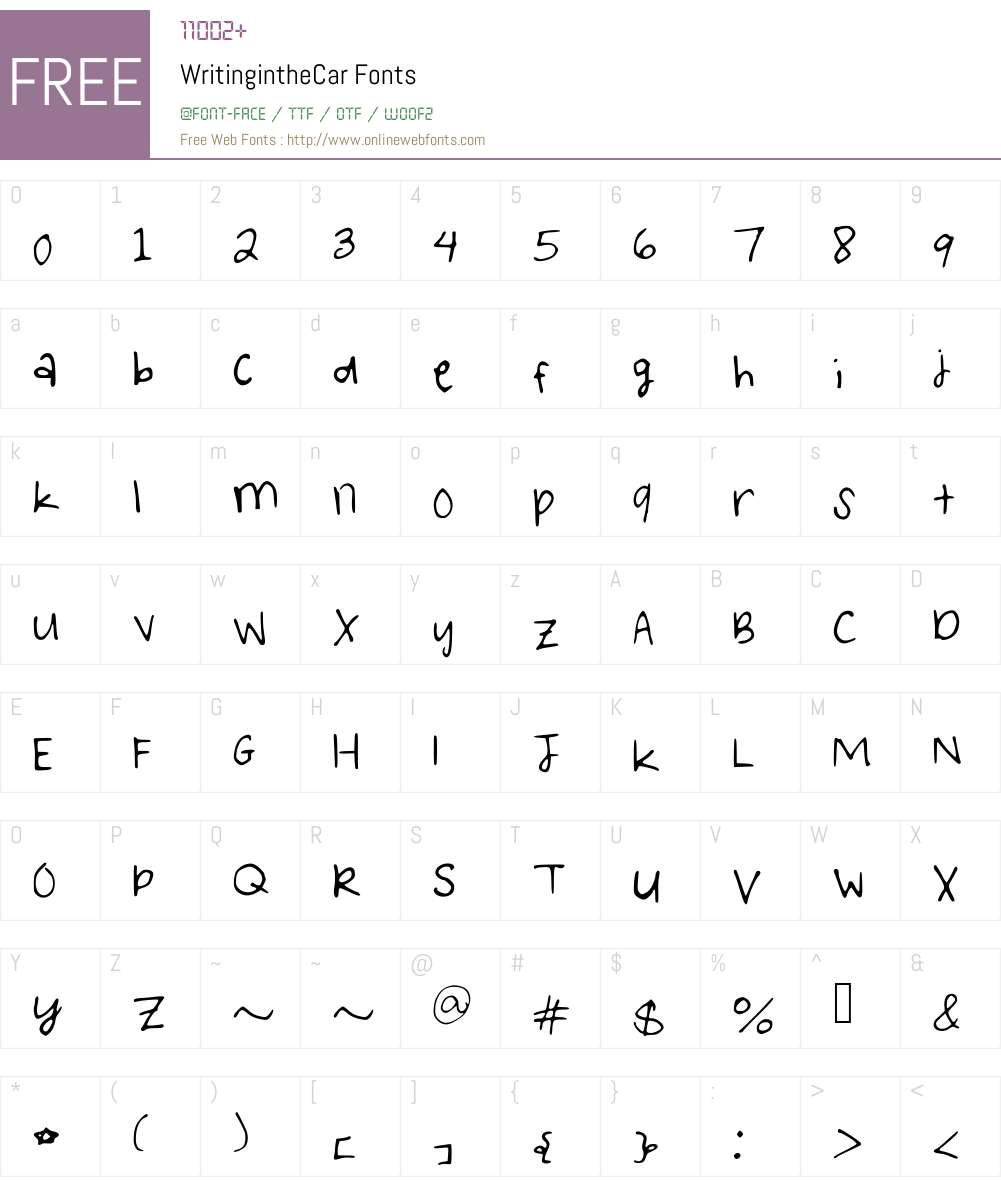 WritingintheCar Font Screenshots