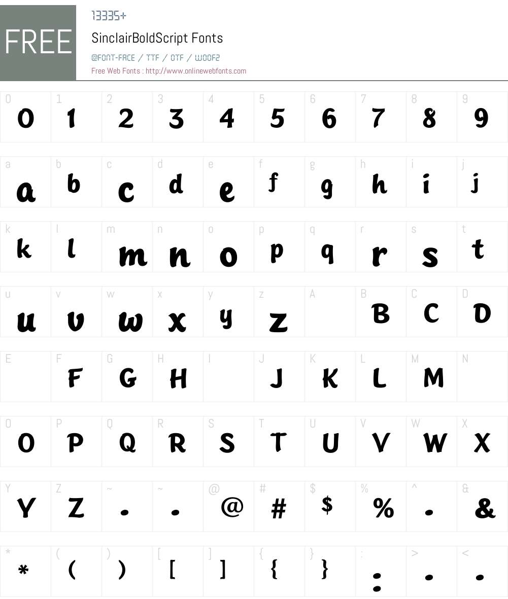 SinclairBoldScript Font Screenshots