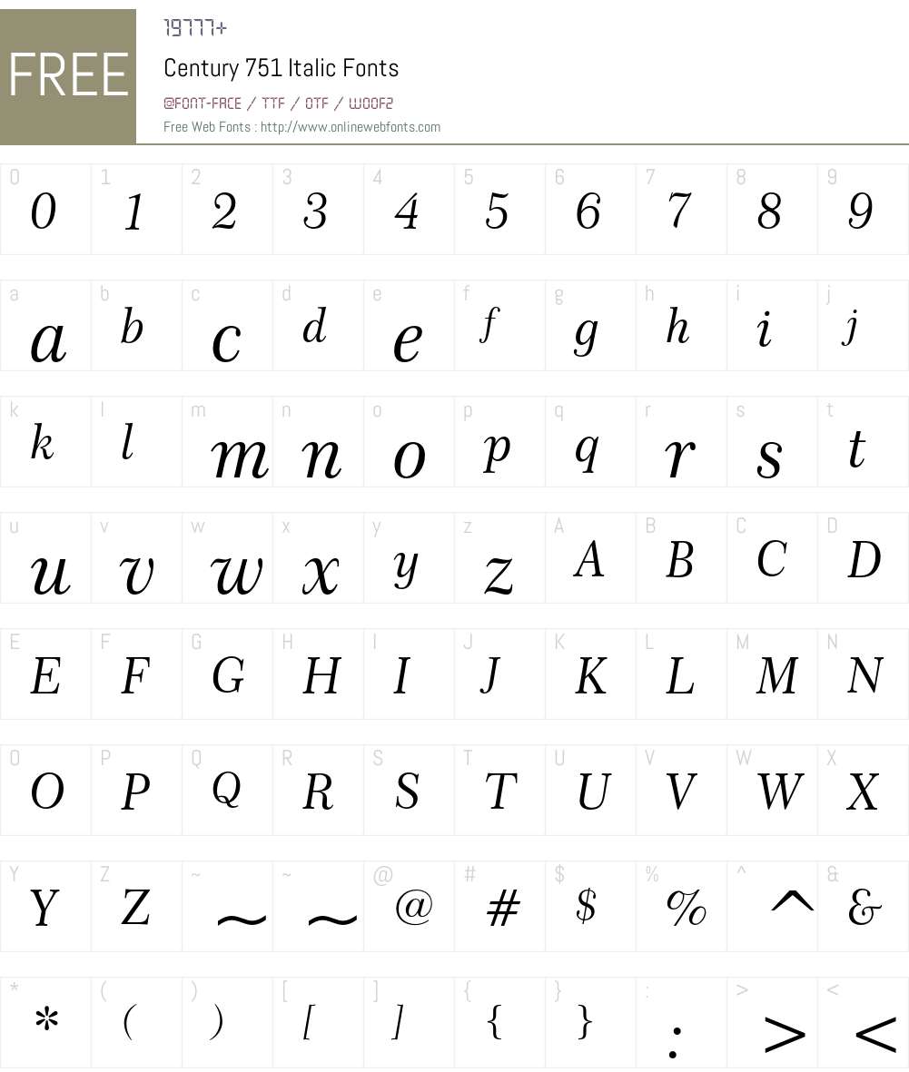 Century 751 Font Screenshots