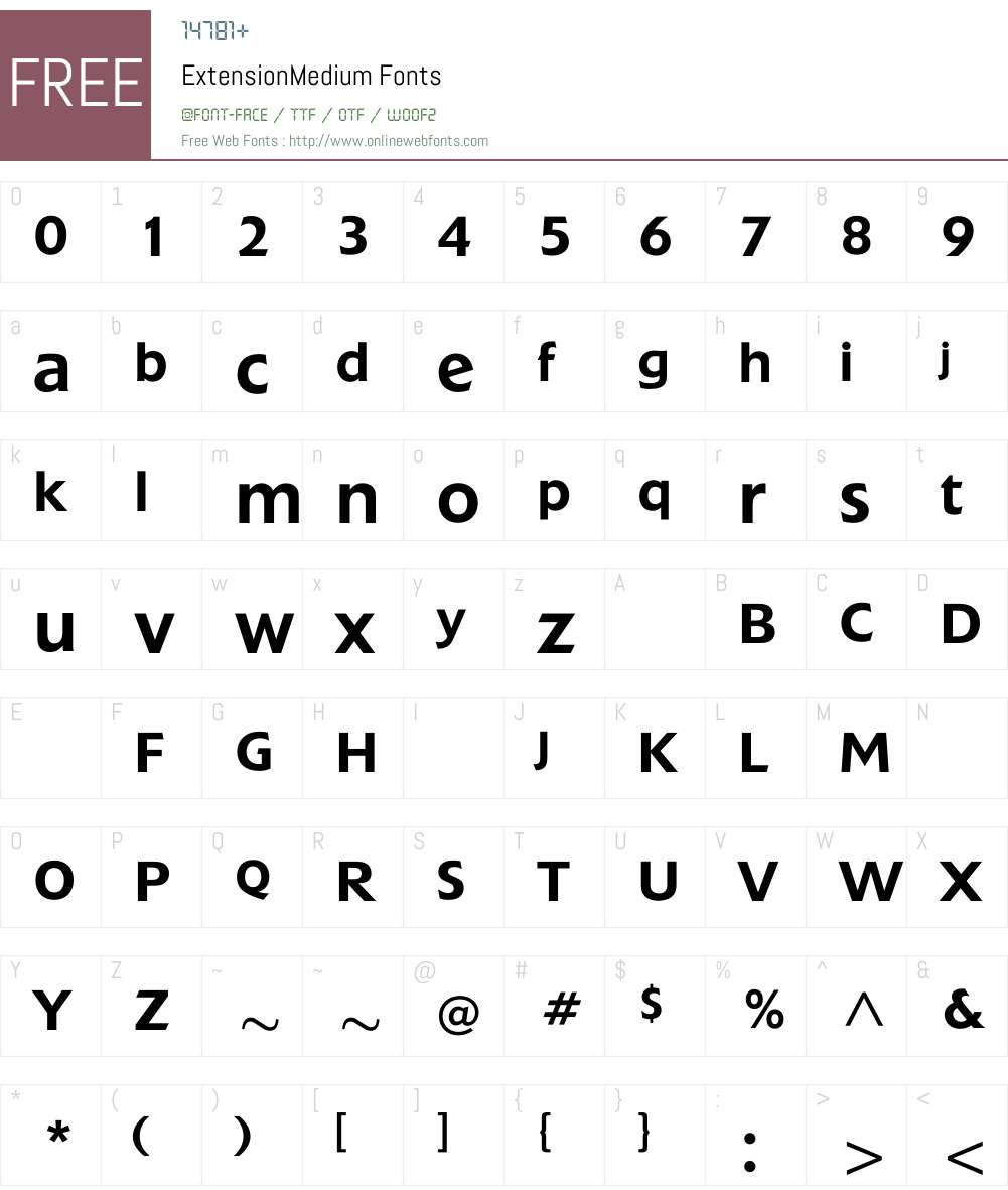 ExtensionMedium Font Screenshots
