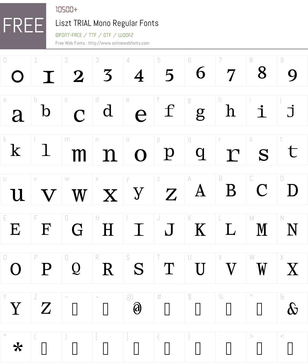 Liszt TRIAL Mono Font Screenshots