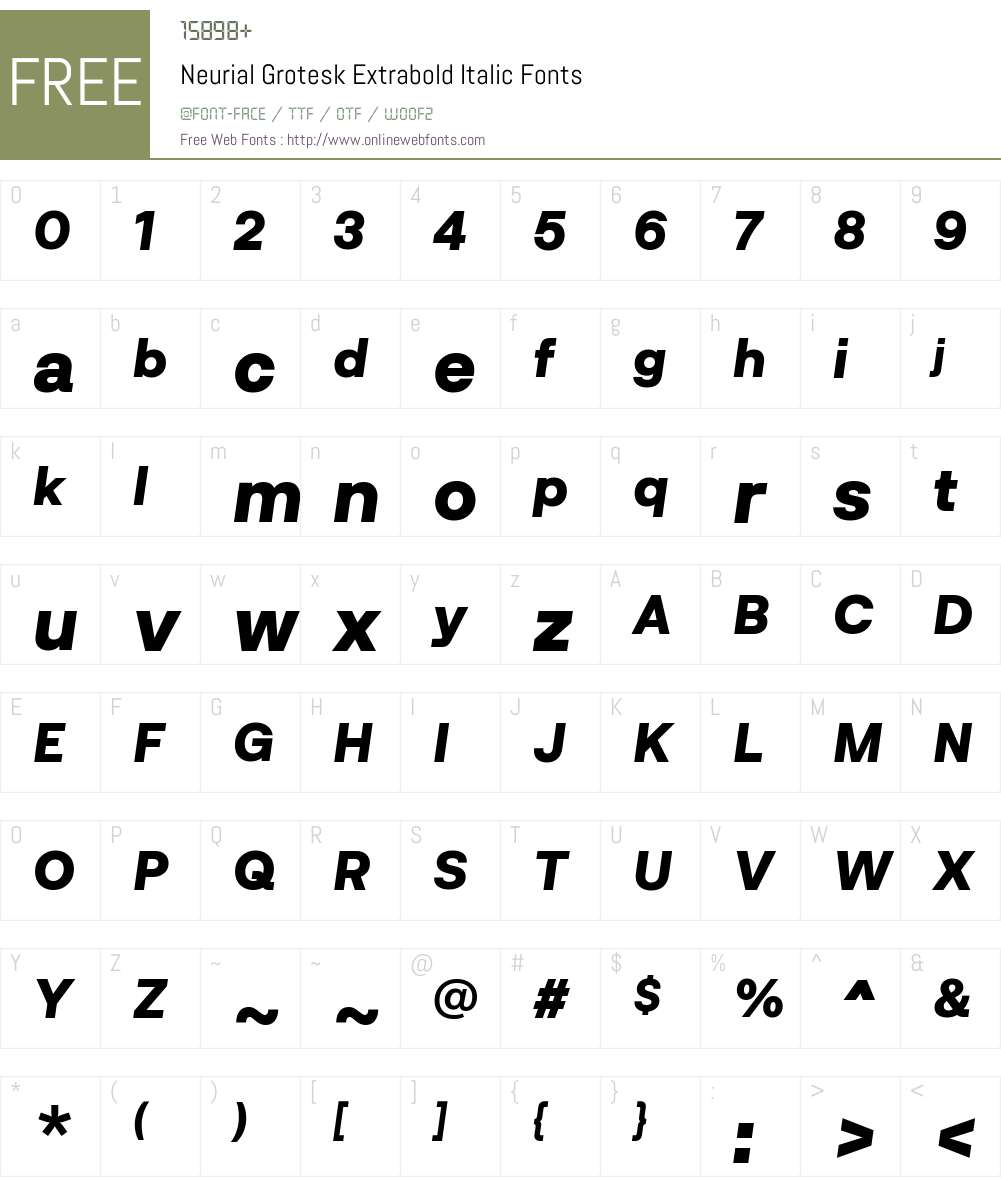 Neurial Grotesk Exbold Italic Font Screenshots