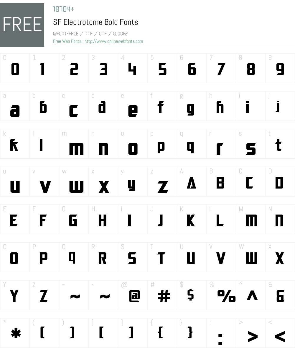 SF Electrotome Font Screenshots