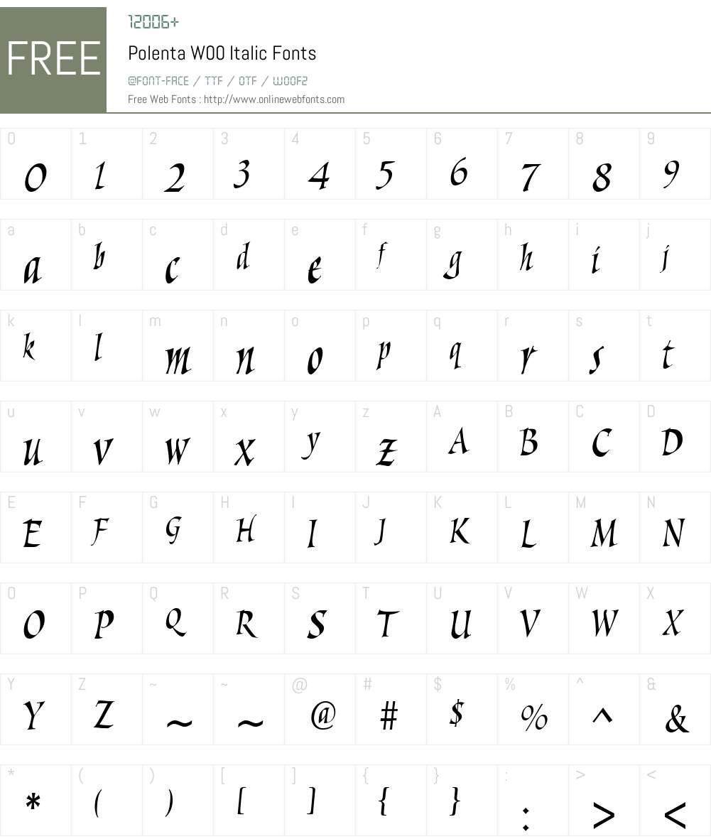 PolentaW00-Italic Font Screenshots