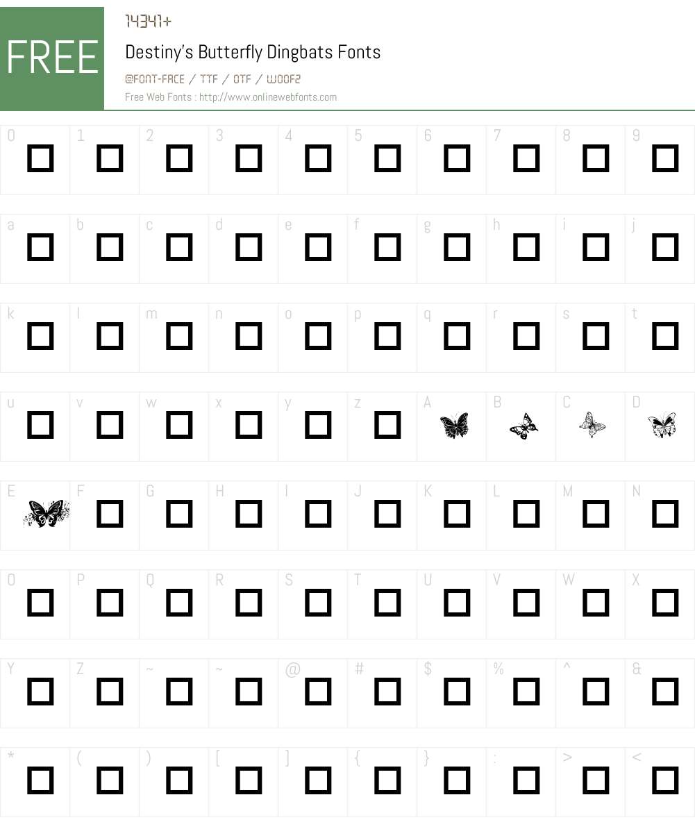 Destiny's Butterfly Dingbats Font Screenshots
