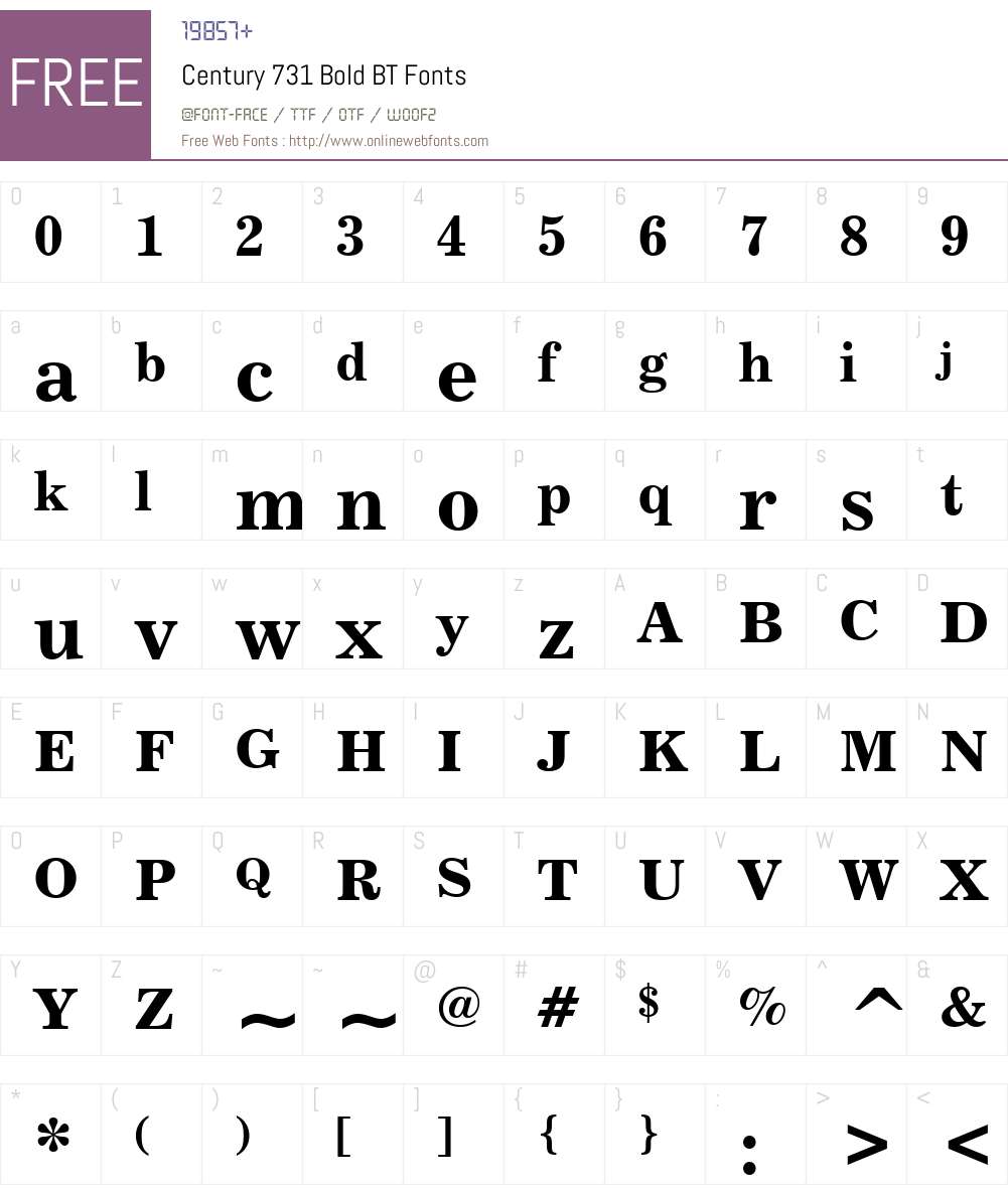 Century731 BT Font Screenshots