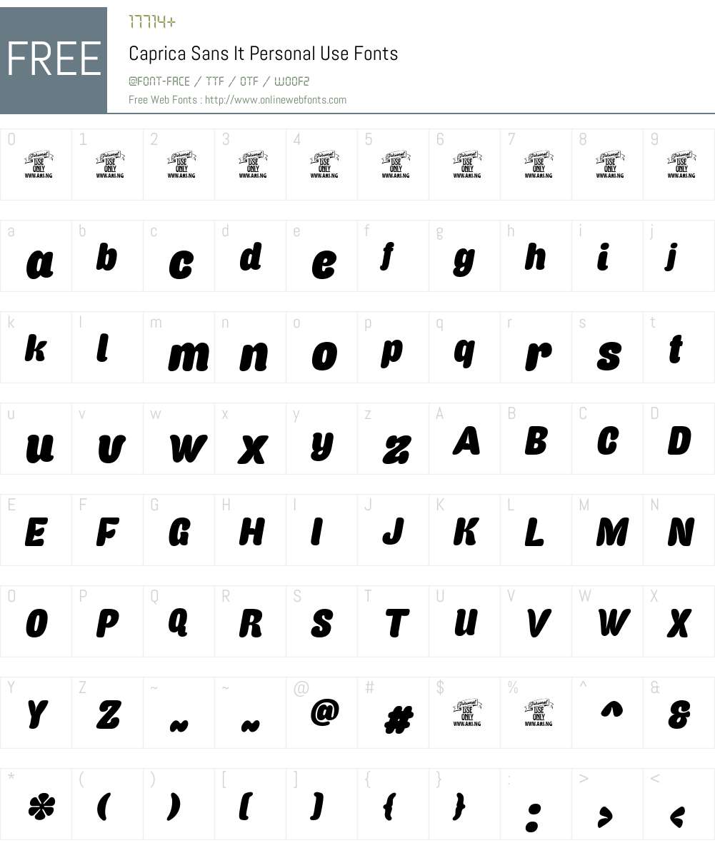 Caprica Sans It Personal Use Font Screenshots