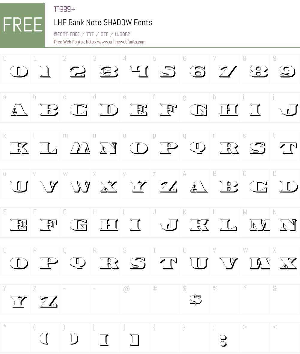 LHF Bank Note SHADOW Font Screenshots