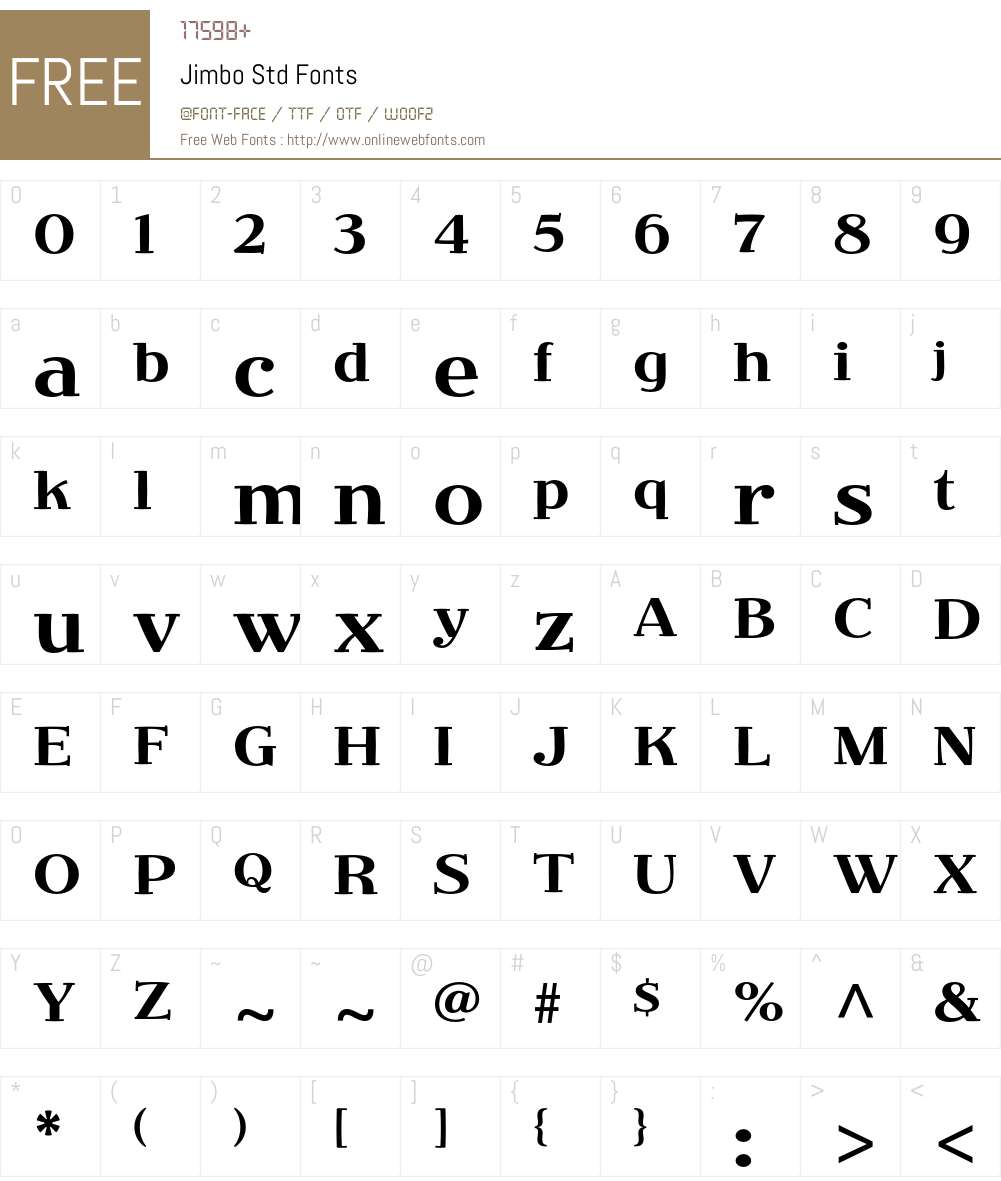 Jimbo Std Font Screenshots