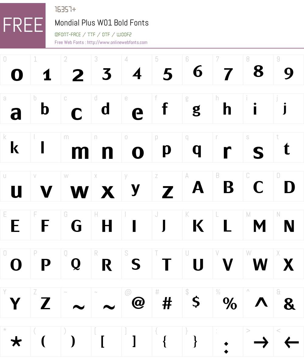 MondialPlusW01-Bold Font Screenshots