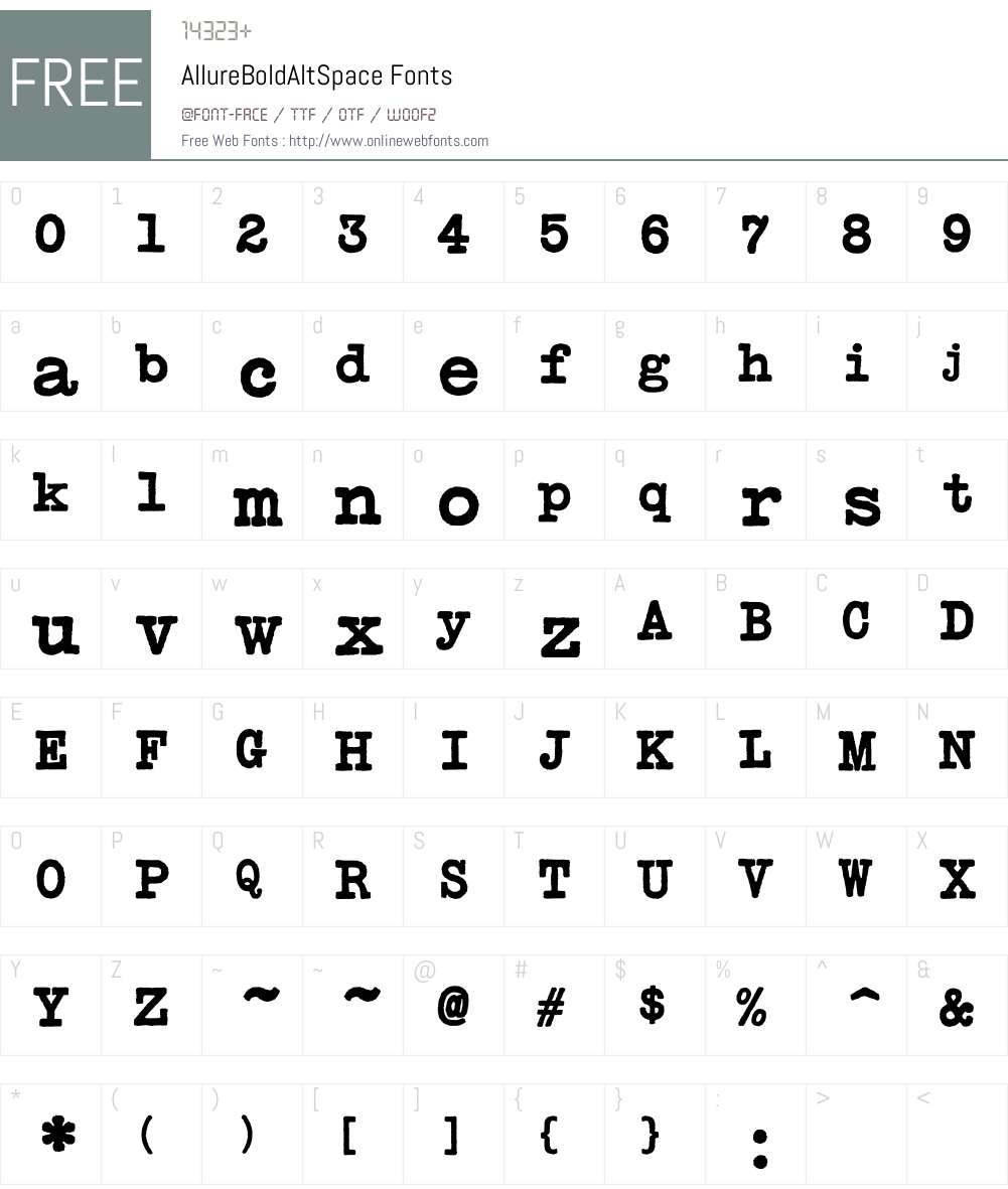 AllureBoldAltSpace Font Screenshots