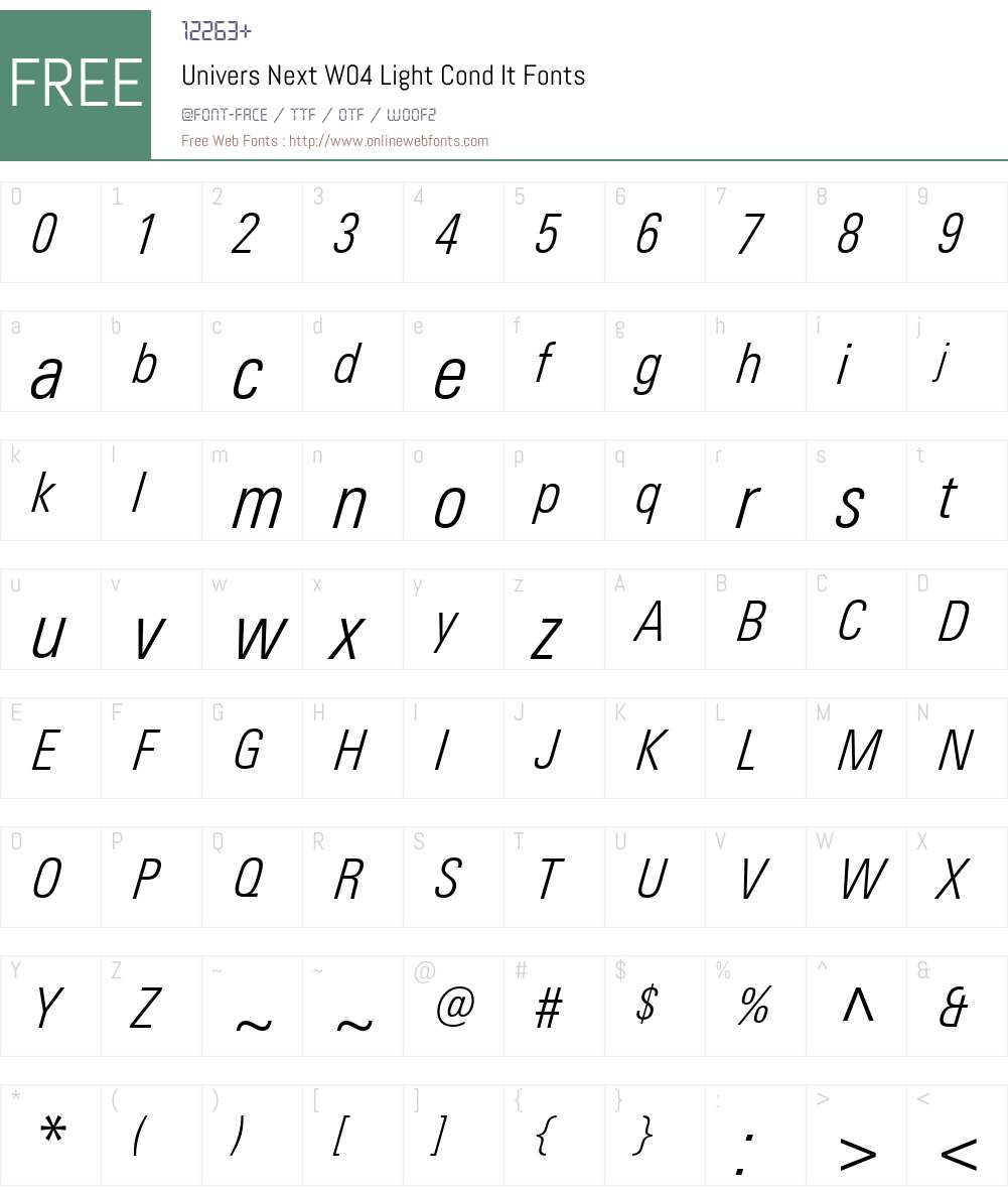UniversNextW04-LightCondIt Font Screenshots