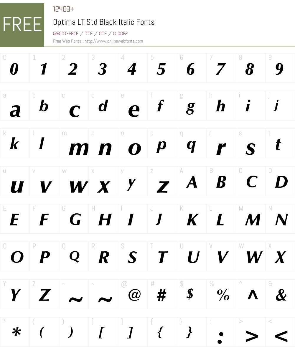 Optima LT Std Font Screenshots