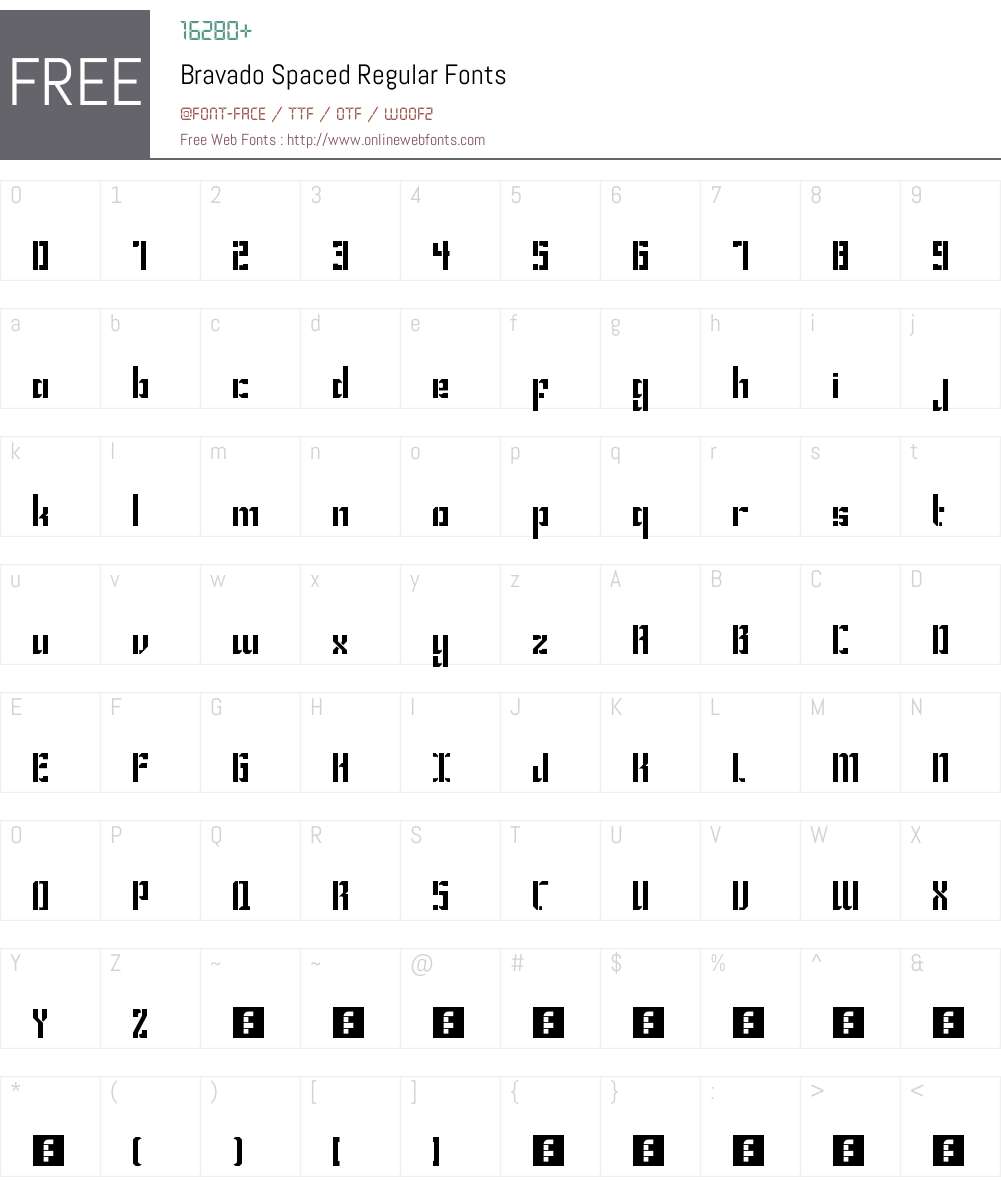 Bravado Spaced Font Screenshots