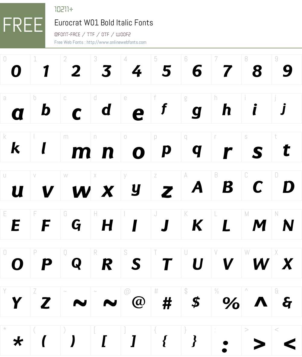 EurocratW01-BoldItalic Font Screenshots