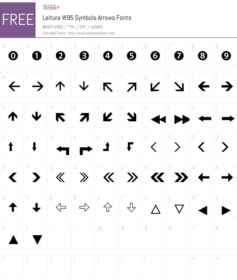 LeituraW95-SymbolsArrows Font Screenshots