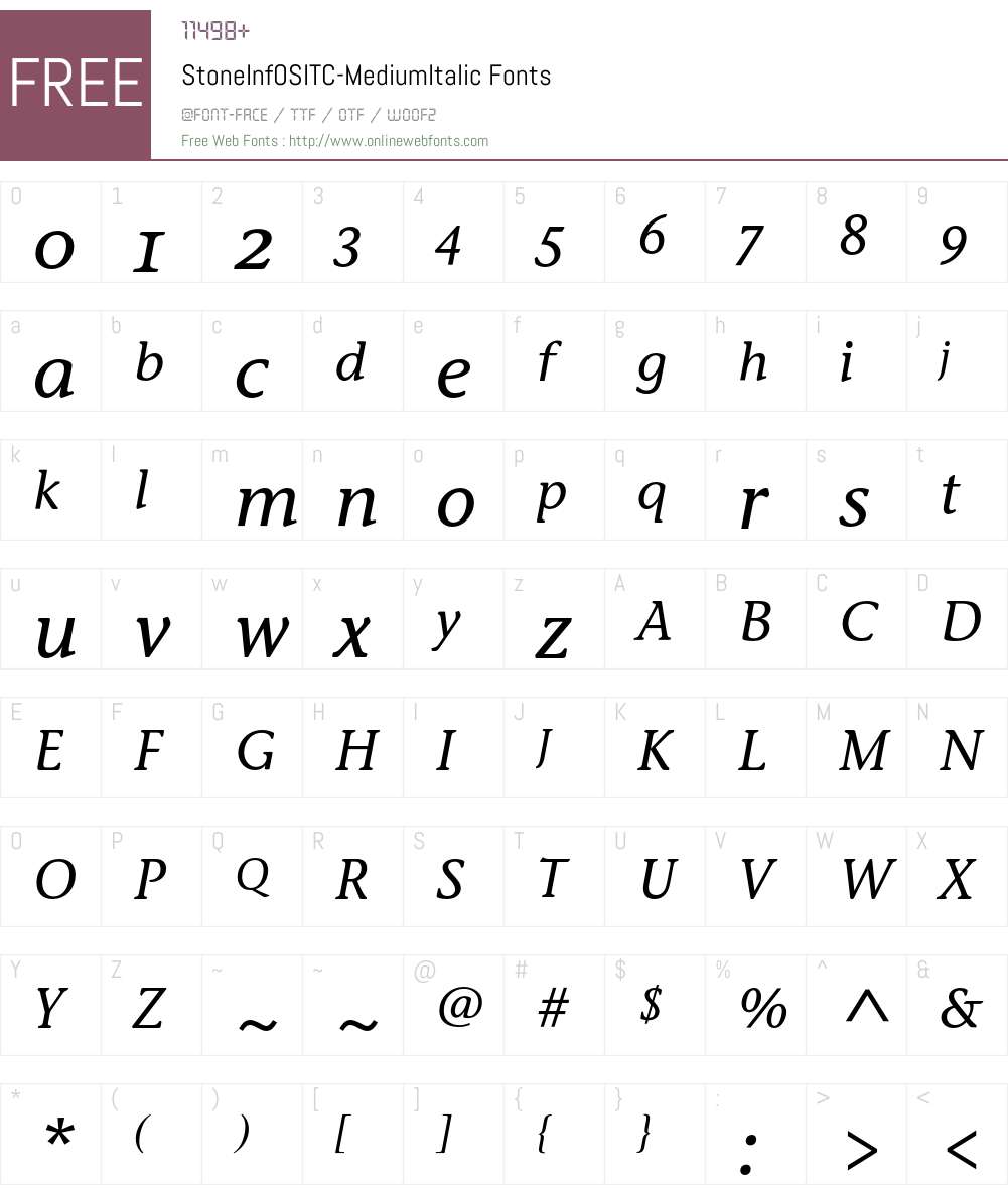 StoneInfOSITC Font Screenshots