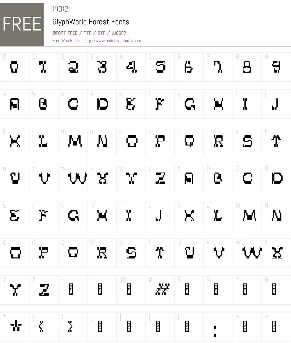 GlyphWorld Forest Font Screenshots