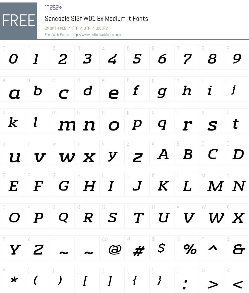 SancoaleSlSfW01-ExtMediumIt Font Screenshots