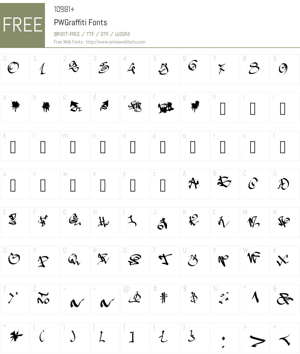 PWGraffiti Font Screenshots