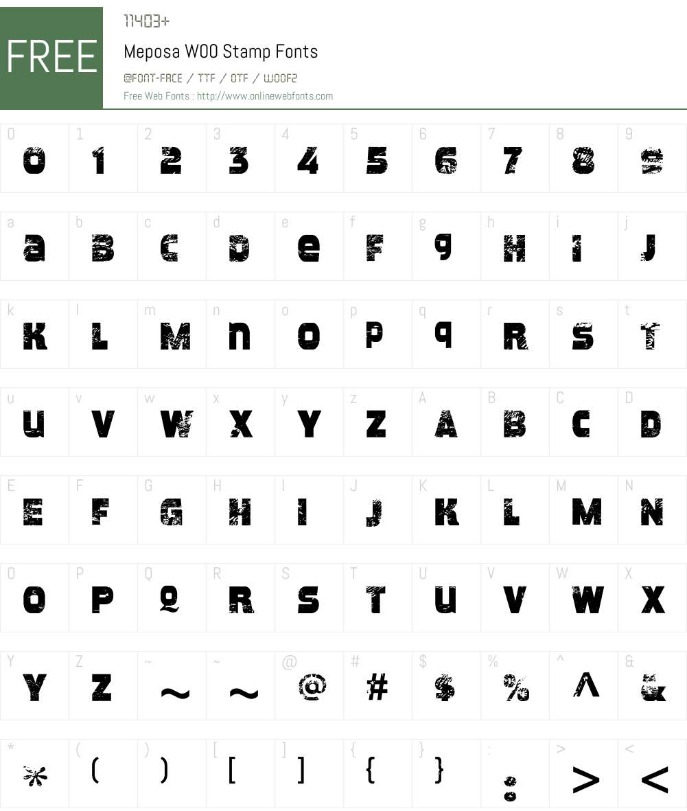 MeposaW00-Stamp Font Screenshots