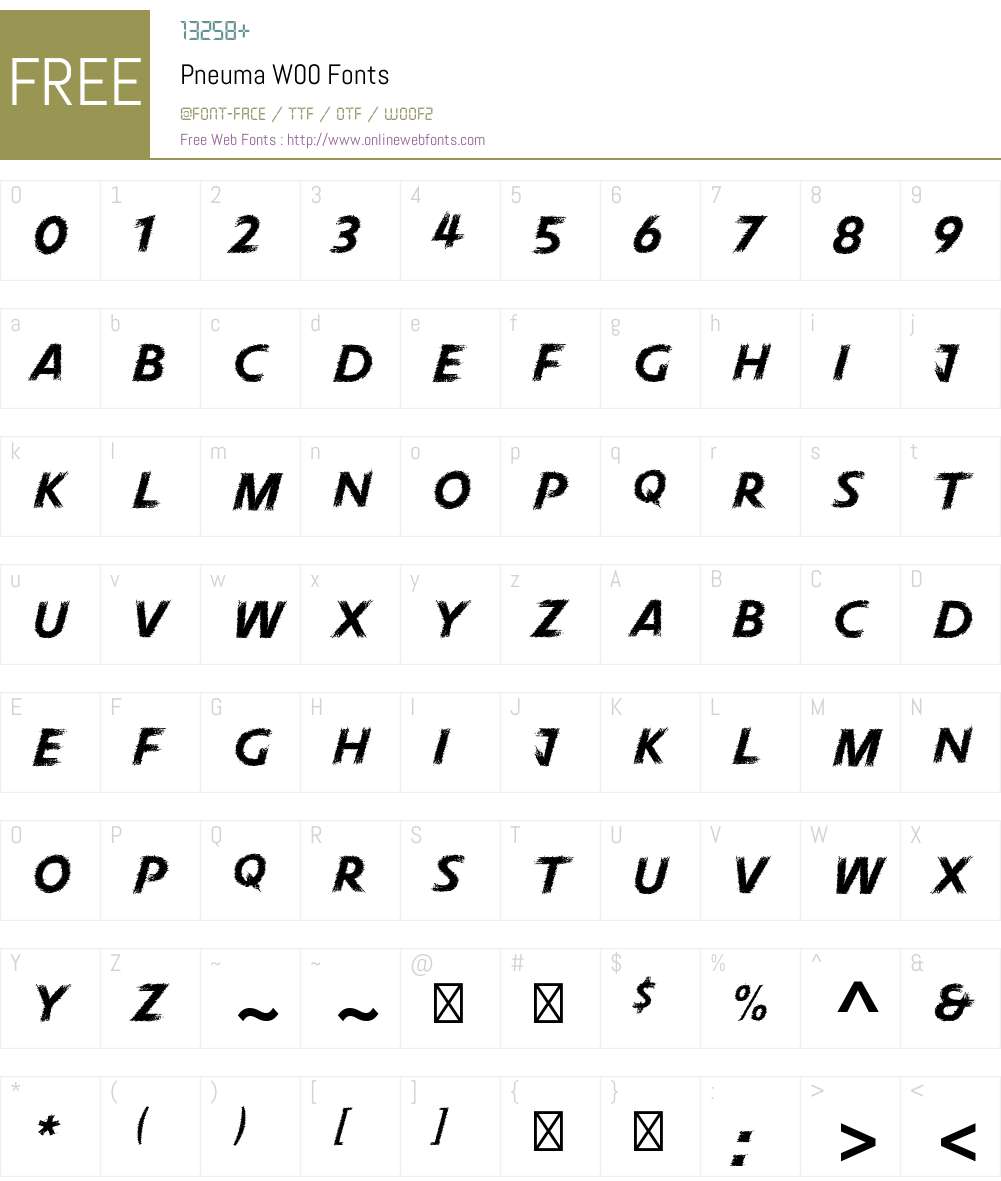 PneumaW00 Font Screenshots