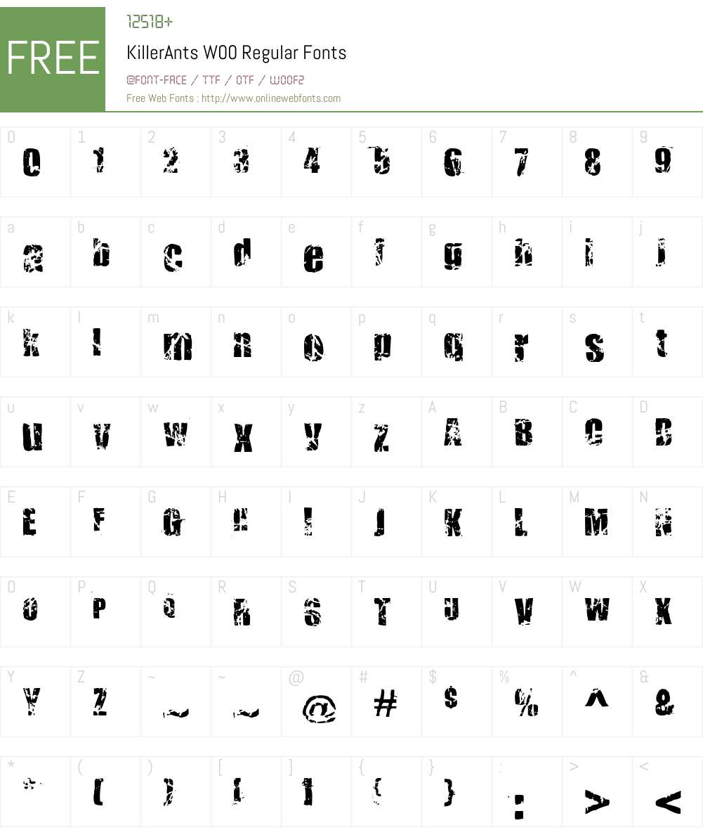 KillerAntsW00-Regular Font Screenshots