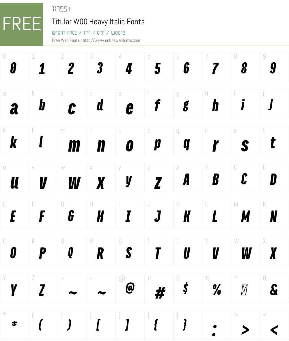 TitularW00-HeavyItalic Font Screenshots
