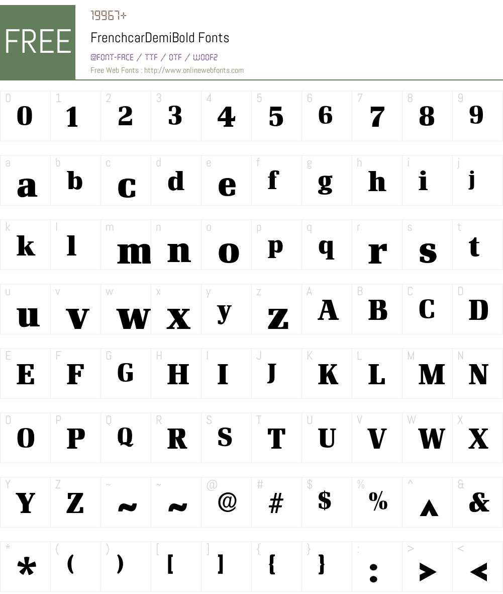FrenchcarDemiBold Font Screenshots