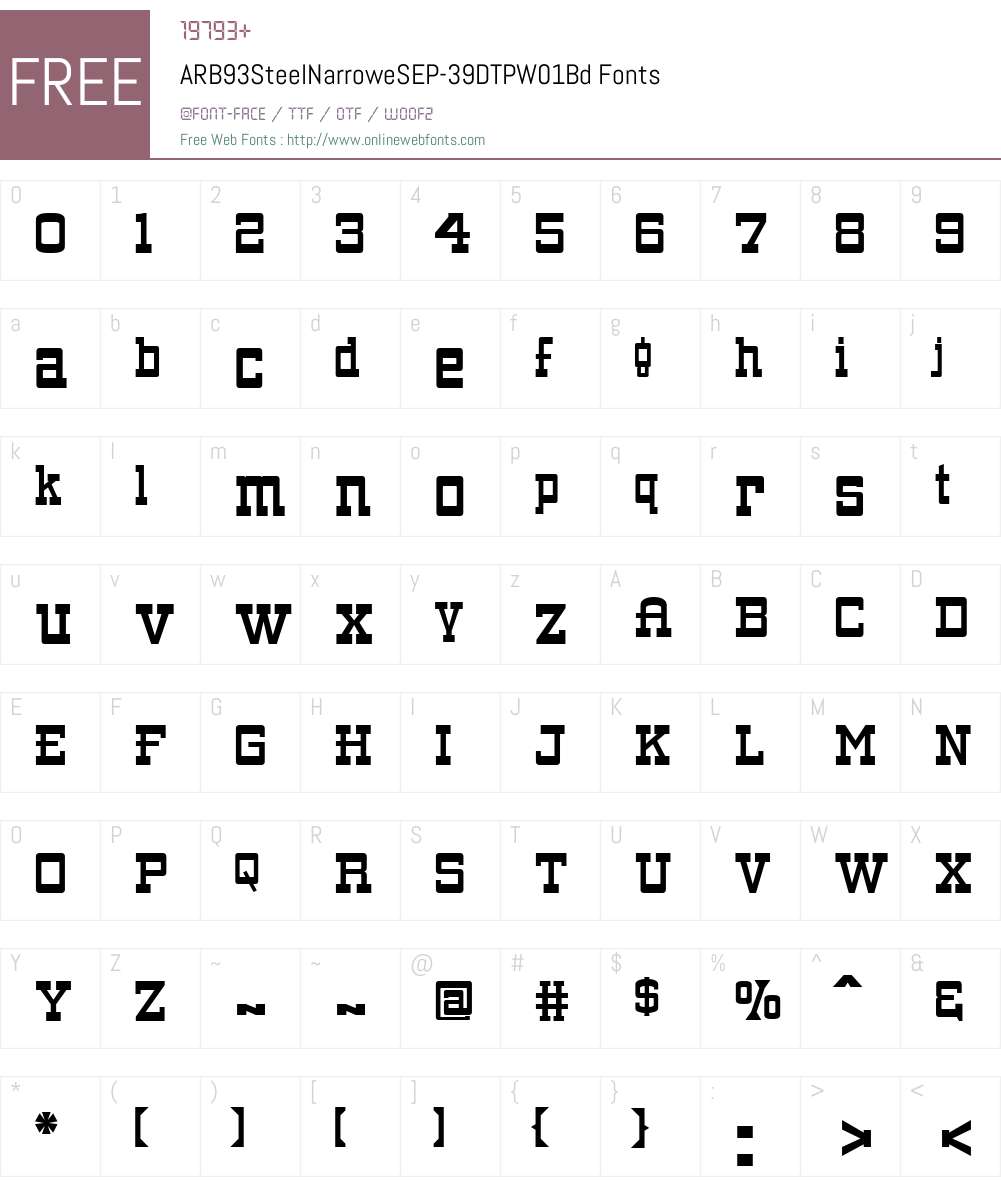 ARB93SteelNarroweSEP-39DTPW01-Bd Font Screenshots