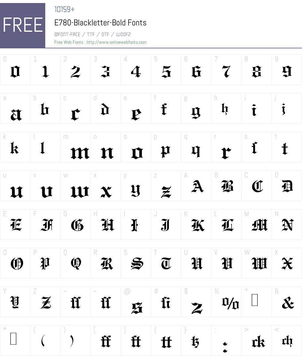 E780-Blackletter Font Screenshots