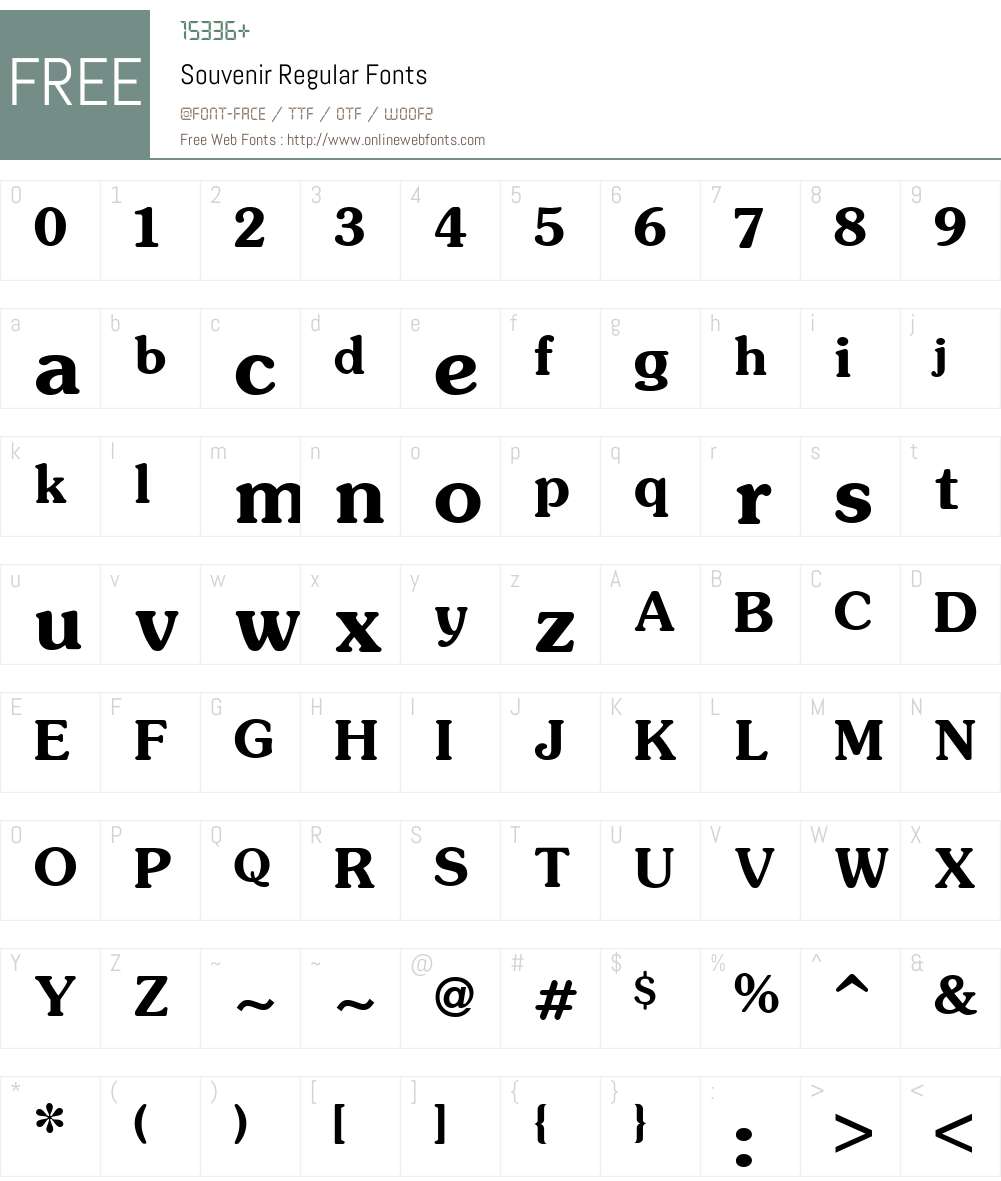 Souvenir Font Screenshots