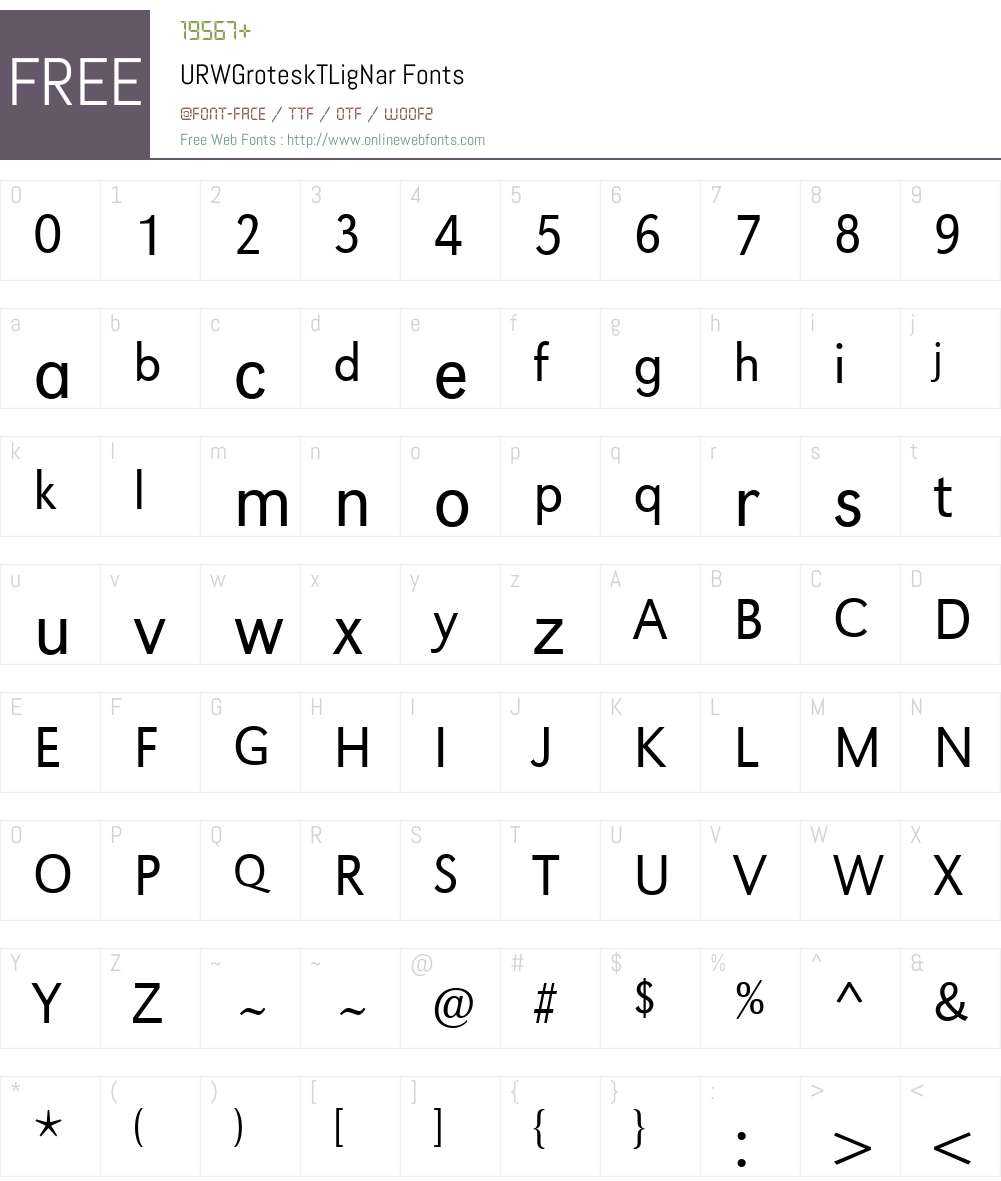 URWGroteskTLigNar Font Screenshots