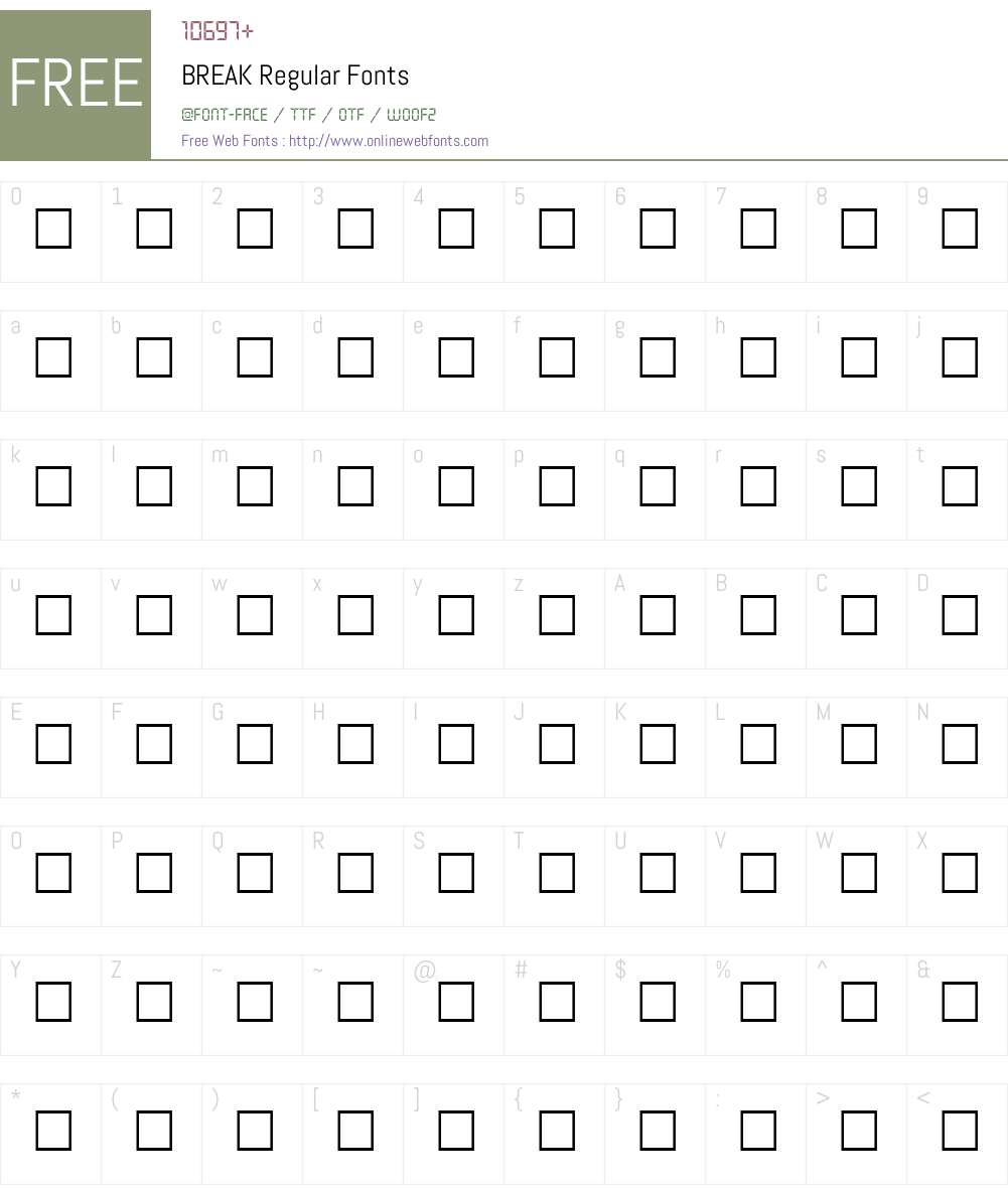 BREAK Font Screenshots