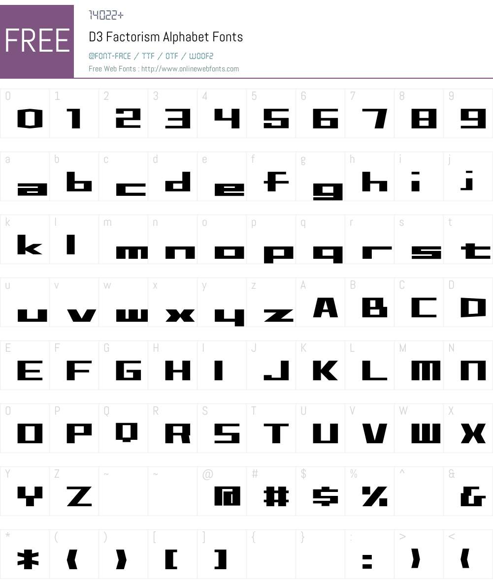 D3 Factorism Alphabet Font Screenshots