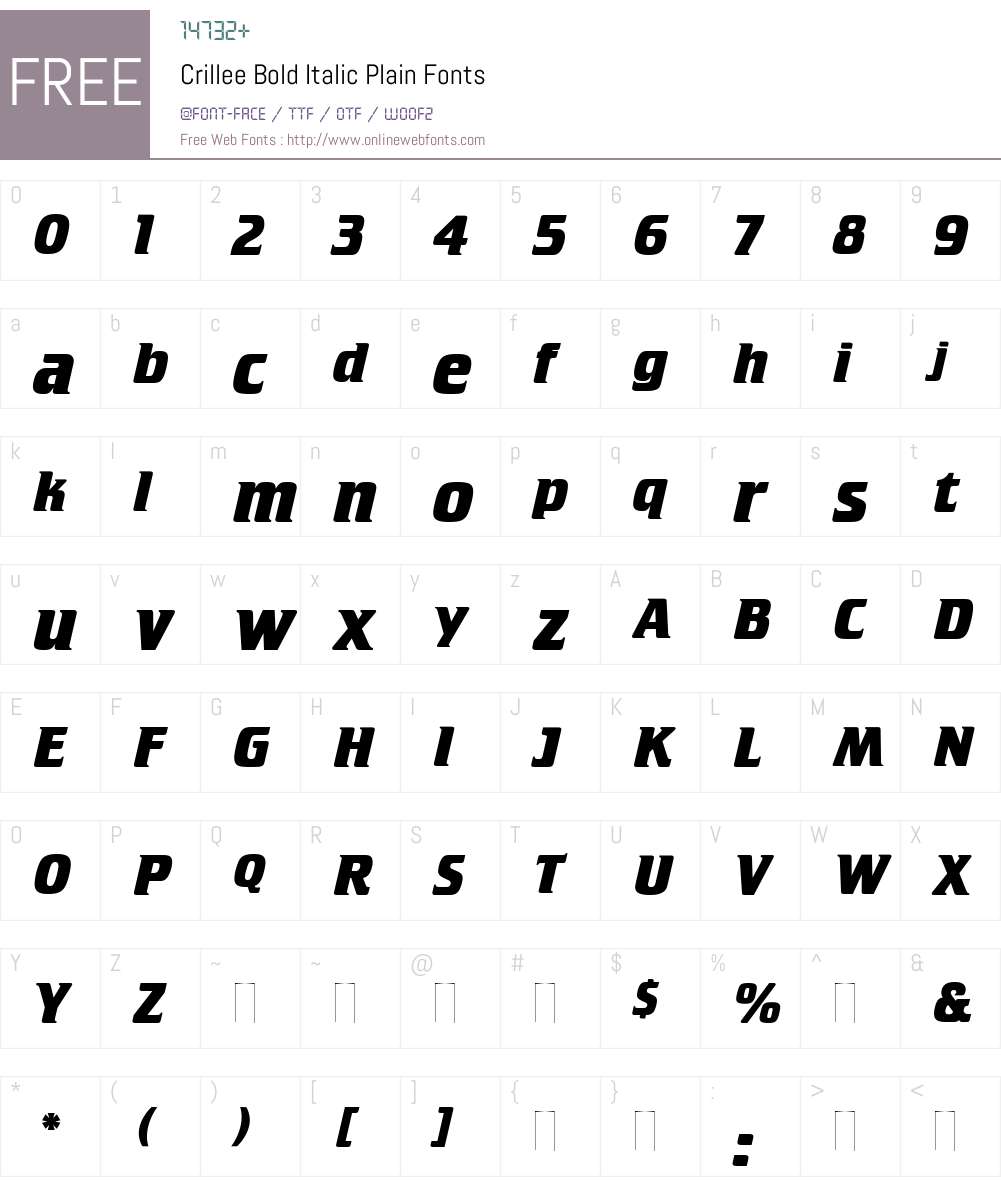 Crillee Bold Italic Font Screenshots