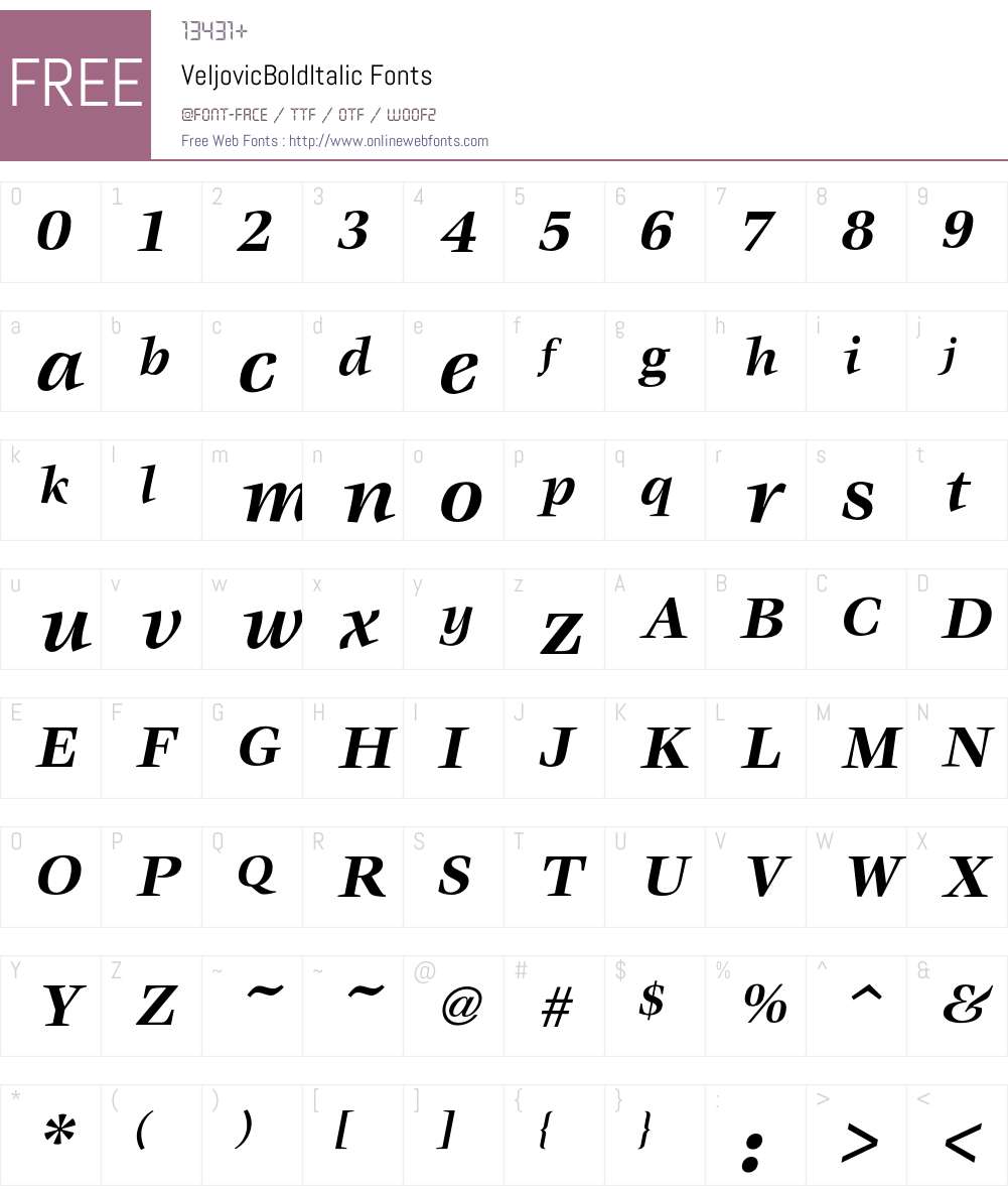 Veljovic Font Screenshots