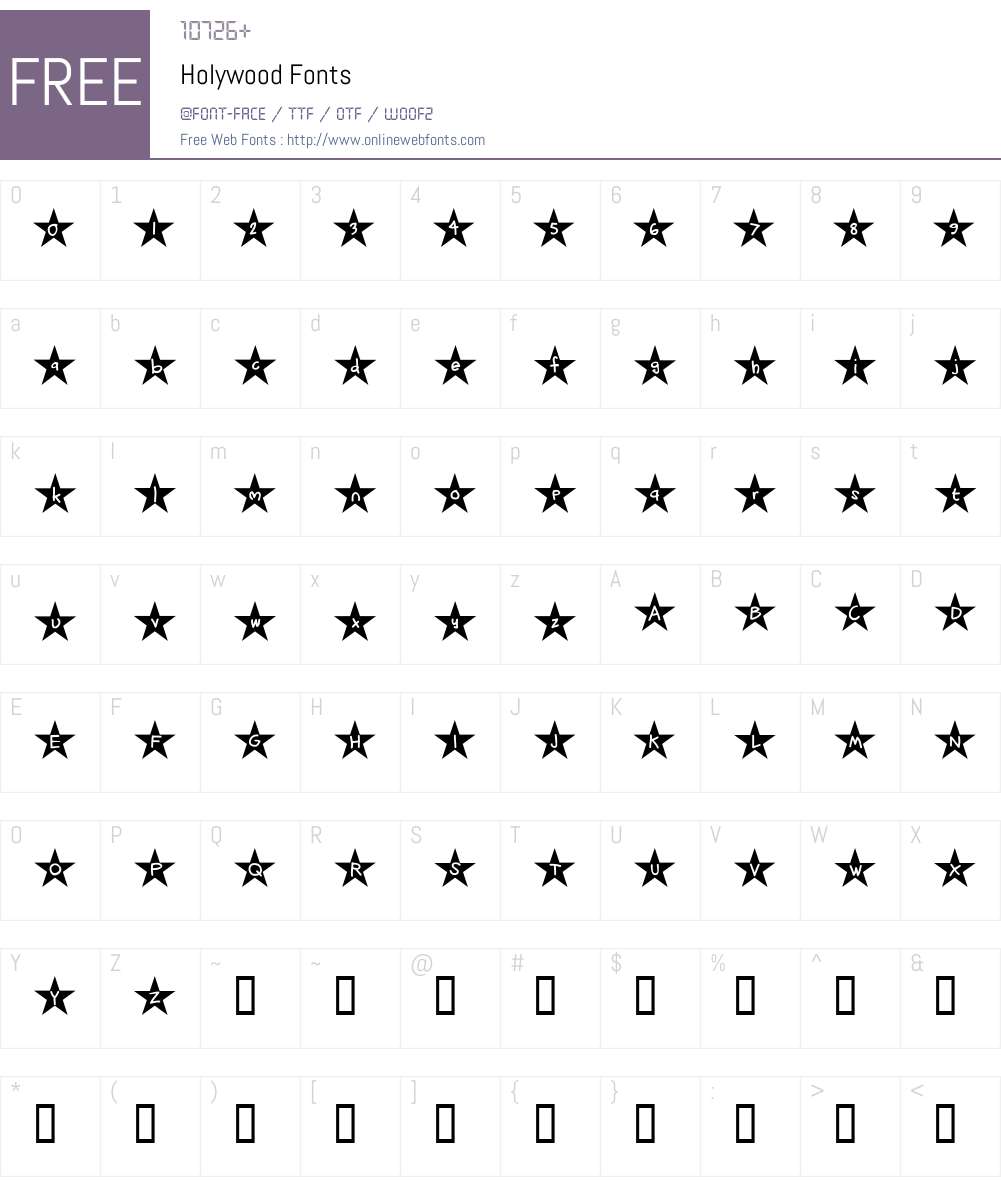Holywood Font Screenshots