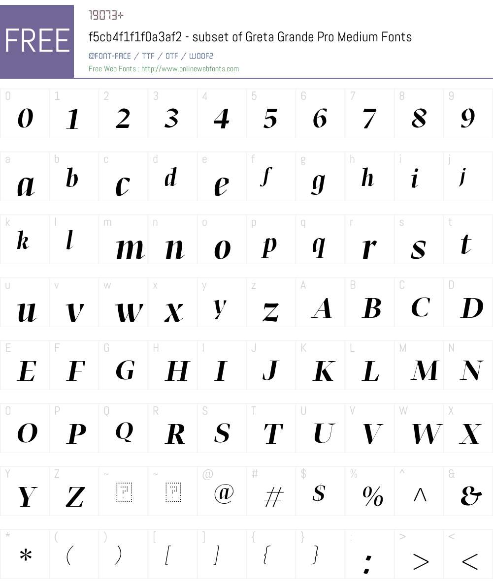 f5cb4f1f1f0a3af2 - subset of Greta Grande Pro Medium Font Screenshots