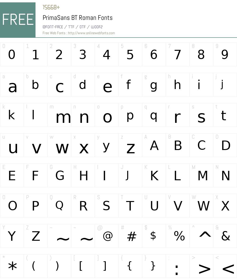 PrimaSans BT Font Screenshots
