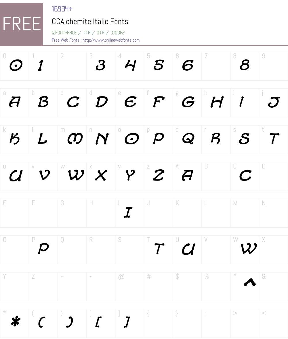 CCAlchemite-Italic Font Screenshots